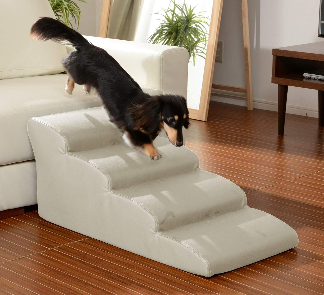 Amazon Moca Sg 日本製 合皮 レザー ドッグステップ 4段 犬用 階段 ペット用 踏み台 ソファー ベッド 用 小型犬用 ペットスロープ ペットステップ アイボリー Moca Sg ステップ 通販