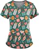 Women's Christmas Nurse Uniforms Funny Graphic V-Neck Workwear Tee with Pockets Short Sleeve Fit Slim Scrub Tops