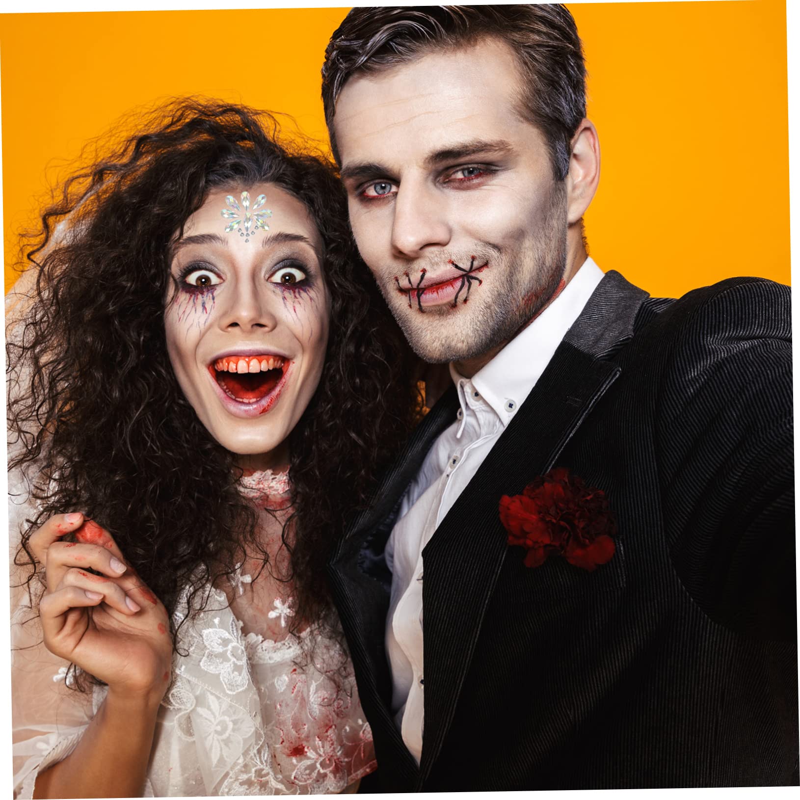 DOITOOL 15hojas Pegatinas De Joyas Faciales y Capilares Brillantes De Halloween De y Cosplay Autoadhesivas y Fáciles De Usar