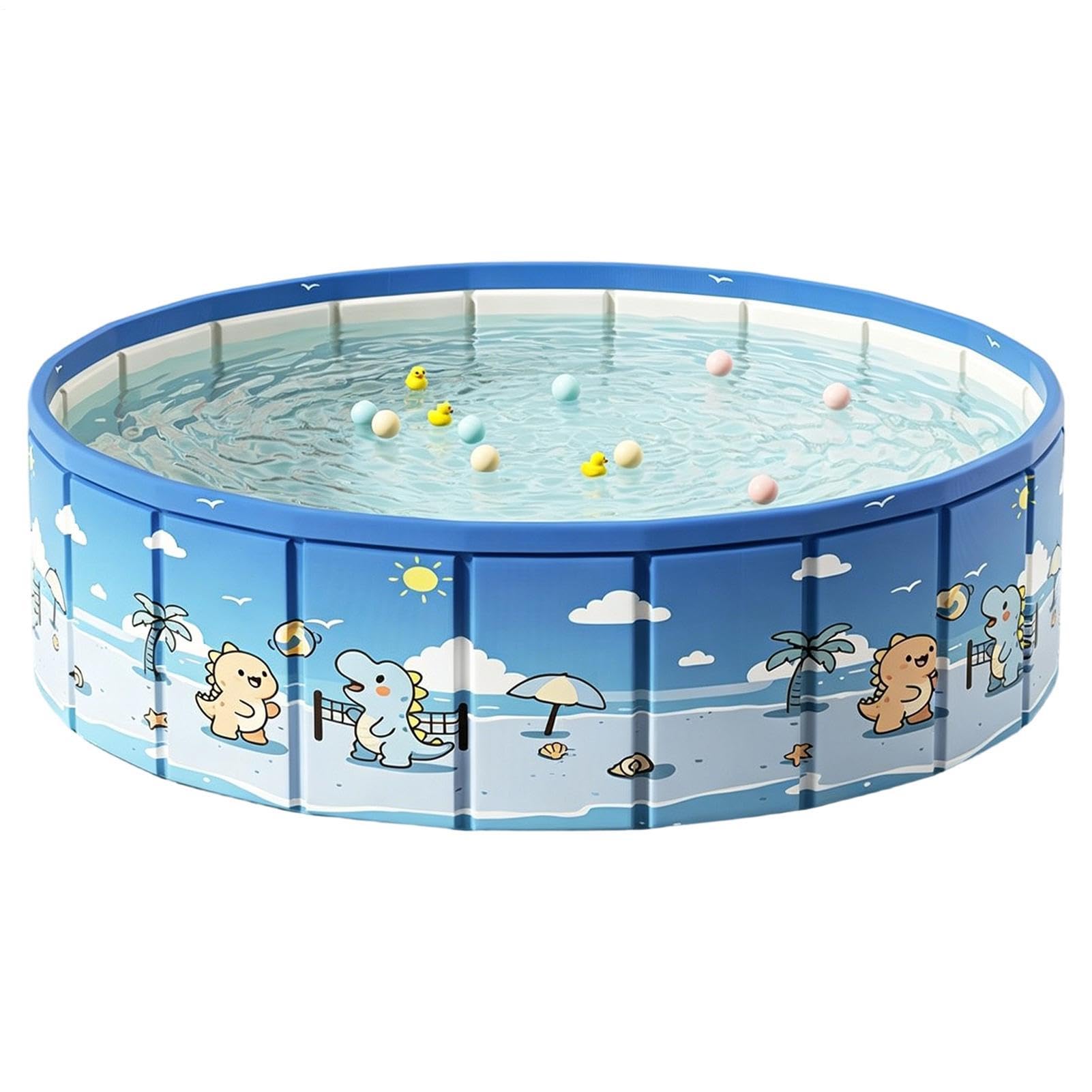 Large Foldable Pool,Outdoor Water Play Games with Drain Pipe | Non-Skid Dog Pool,for Summer Patio Beach Lake Park Home Garden Vacation
