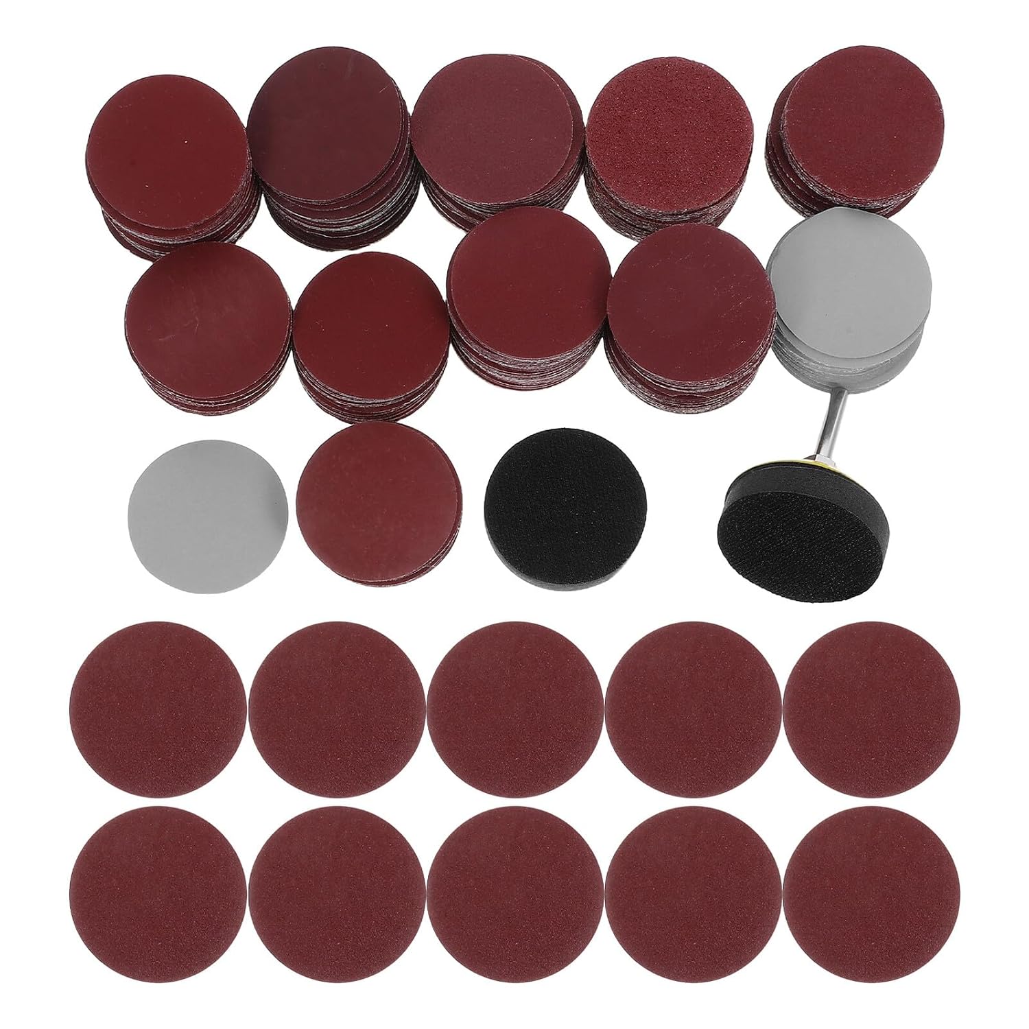 NOLITOY 304pcs Self-Adhesive Flocking Sandpaper Discs 2-inch Round Sander Pads for Metal and Wood Sanding with Backing Plate for Drill and Rotary Tools