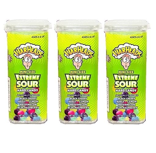 Warheads Extreme Sour Hard Candy Mini Size - Pack Of 3