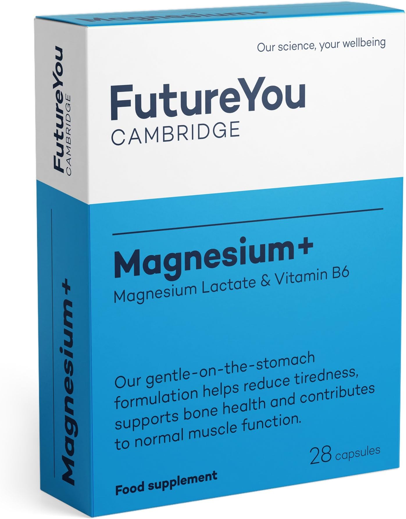Magnesium+ 575mg Magnesium Lactate with Vitamin B6 - Easy-to-Absorb Formulation - Vegan Suitable - 28 Day Supply - Developed by FutureYou Cambridge, UK