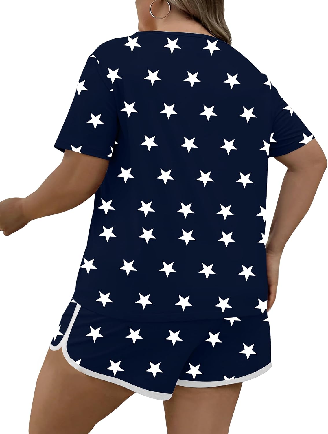 Plus Size Womens 4th of July Outfit 2 Piece Set American Flag Patriotic Sets USA 250 Anniversary Shirt and Shorts