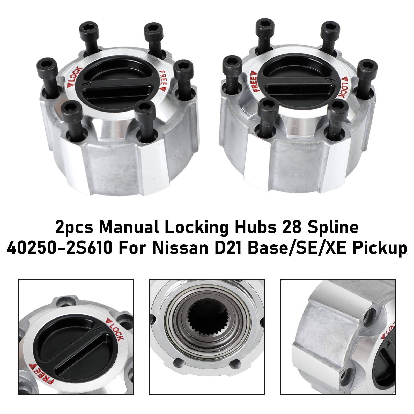 Areyourshop 2pcs Manual Locking Hubs 28 Spline 40250-2S610 for