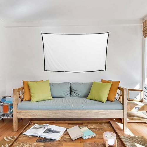 Miniatura 8 de Kisangel Pantalla de proyector portátil plegable para uso en interiores y exteriores, pantalla de proyección de película de poliéster de alta