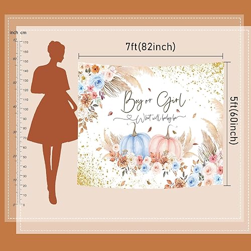 Miniatura 7 de Mocsicka Fondo de calabaza para revelación de género de otoño, calabaza, baby shower, decoraciones de fiesta de Acción de Gracias, calabaza,