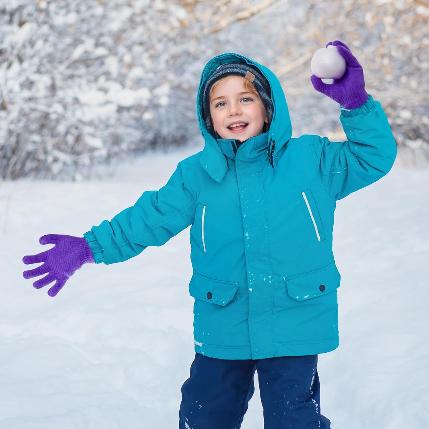 jiebor 12 Pairs Kids Warm Winter Knit Gloves for Boys Girls Children Kids - Image 6