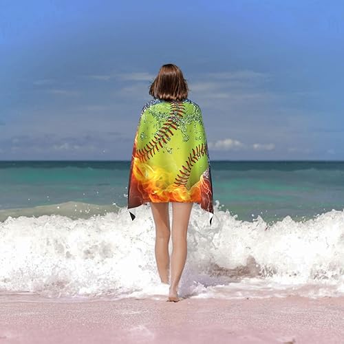 Miniatura 8 de VOOHDDY Toalla de playa con pelota deportiva de béisbol, softball, grande, suave, absorbente, de secado rápido, toallas de baño de gran tamaño para