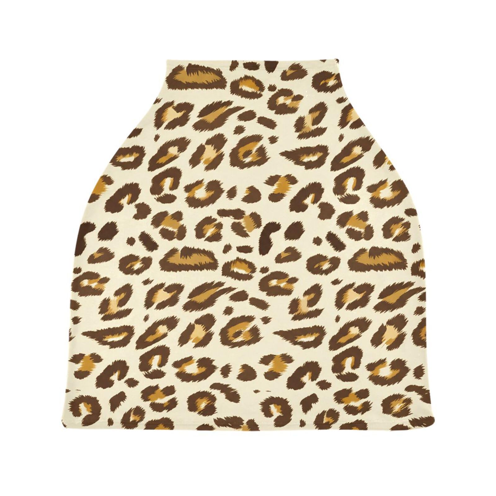 Nesatuwa Baby Car Seat Cover Beautiful Leopard Print Breastfeeding Covers Stretchy Breathable Multi-Use Cover Carseat Canopy for Girls and Boys