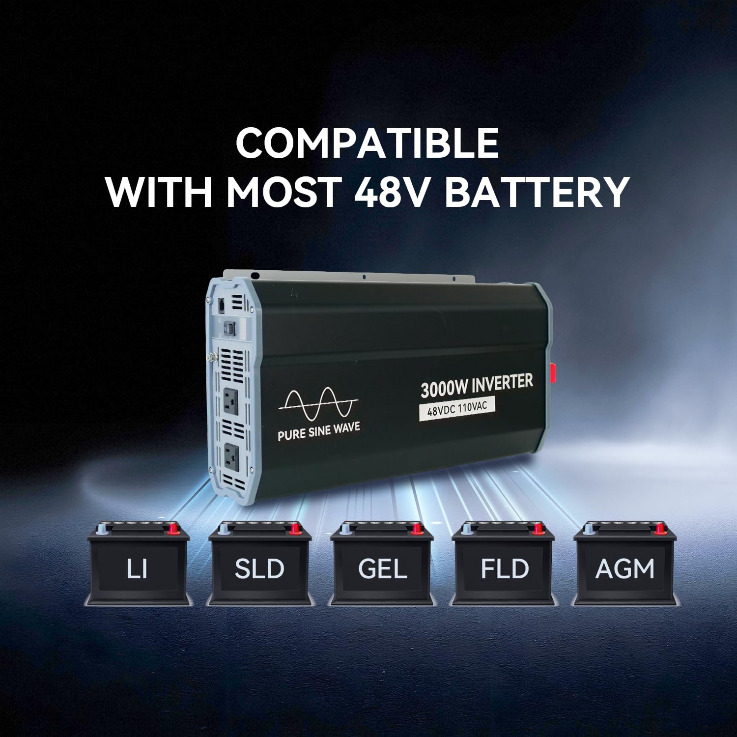 Amazon.co.jp: 3000W 純正正弦波インバーター 48V DC~110V AC