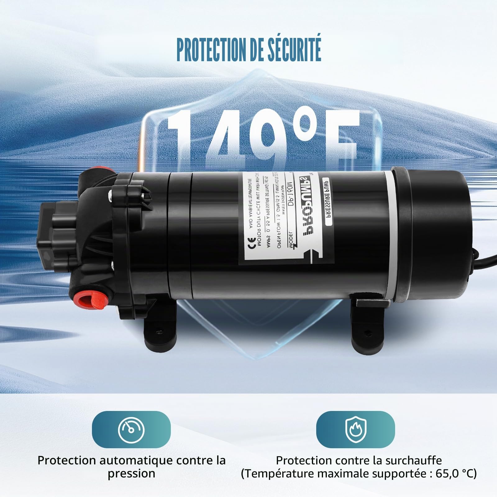 Pompe à eau 120 W 220 V 11 bar - Pompe à pression - Pompe à eau à membrane auto-amorçante - Débit 5,5 l/min - Mini pompe à membrane avec interrupteur de pression automatique - Pompe de surpression
