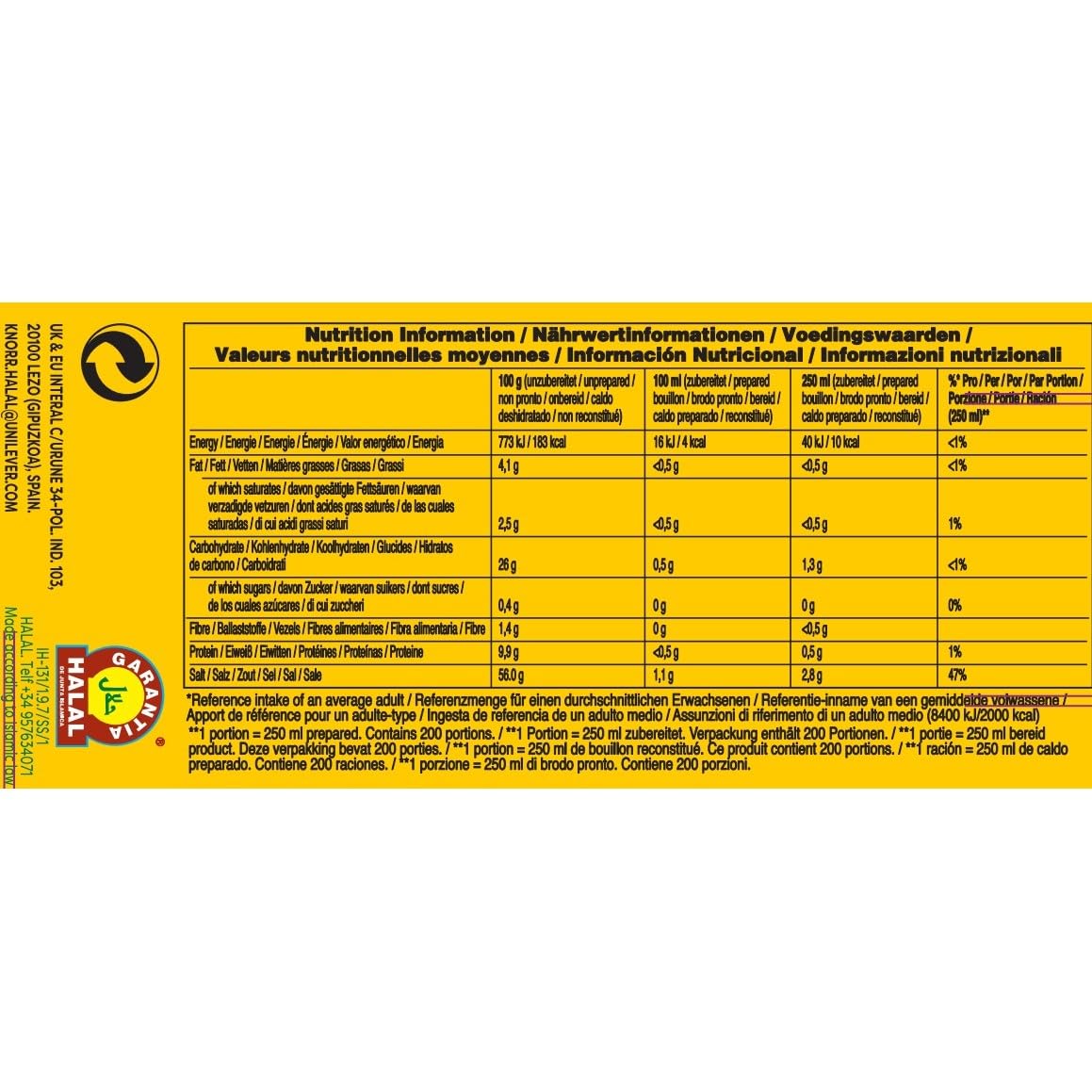 KNORR - Hühn Bouillon Pulver, 6er pack (6 X 1 kg)