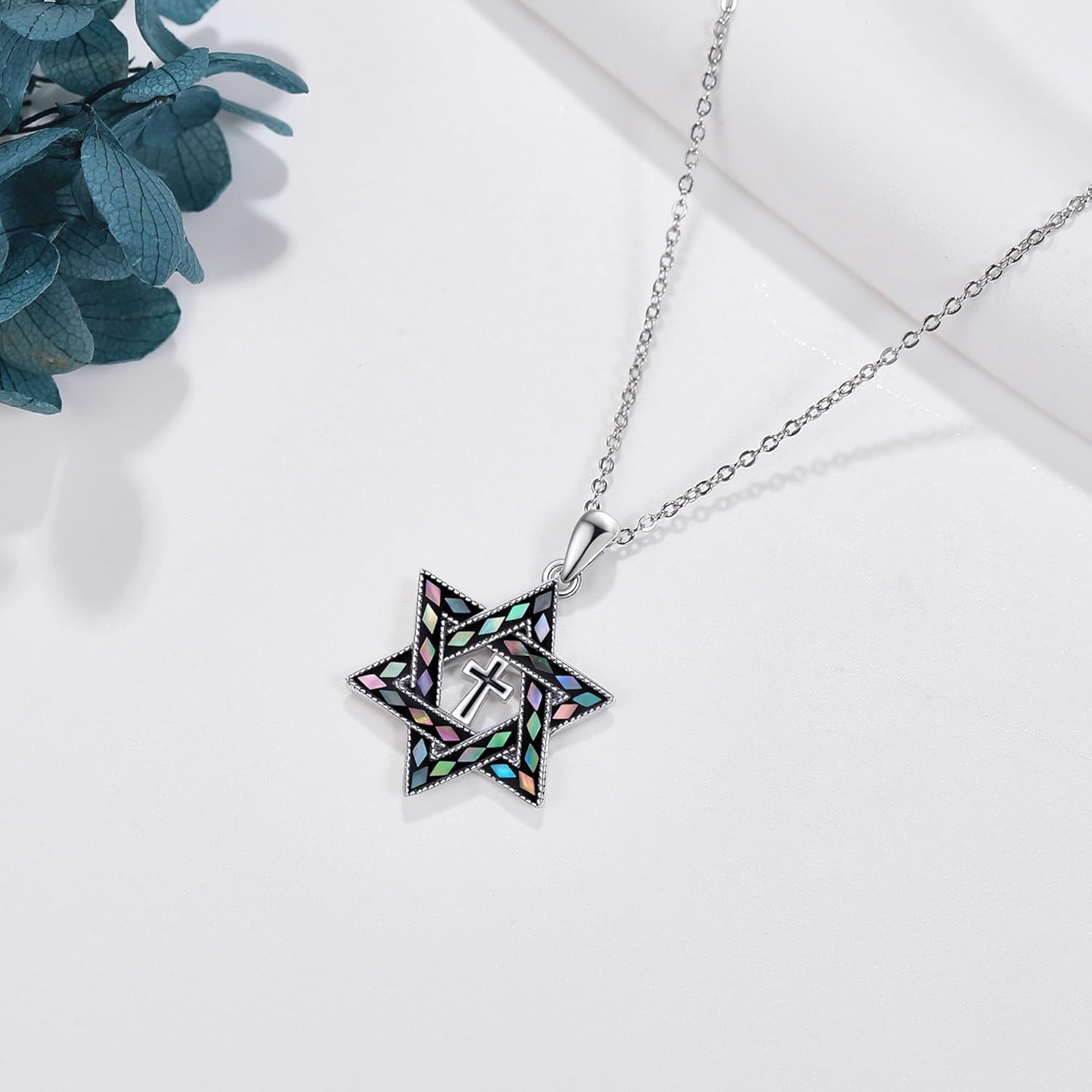 ONEFINITY Star of David Necklace Sterling Silver Star of David Pendant Necklace Jewish Christian Jewelry Gifts for Women