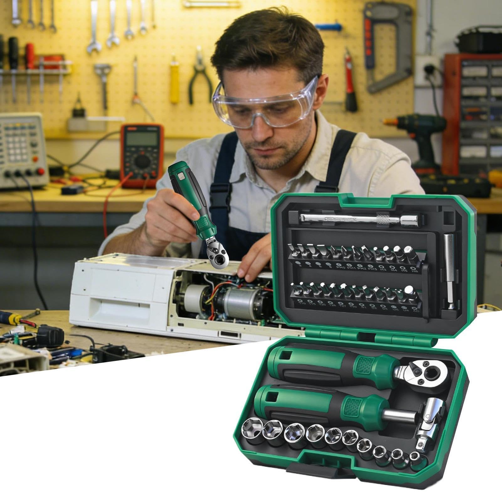Set di chiavi a cricchetto magnetiche, strumento di riparazione, set di chiavi a bussola multifunzionali, per casa, garage, officina, elettrodomestici, mobili, impianto idraulico | Multip