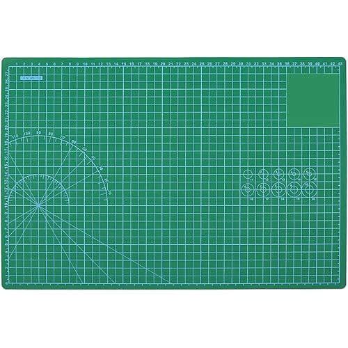 DIYSELF Self Healing Sewing Mat, 18" x 12" Rotary Cutting Mat for Craft, 5-Ply Double Sided Table Protector Cutting Mat for Sewing Fabric Quilting scrapbooking, A3, Green