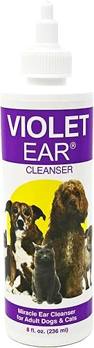 Violet Pet - Limpiador de oídos para mascotas, 8 onzas, proporciona alivio inmediato de picazón, irritación, inflamación y olor. Termina el ciclo de