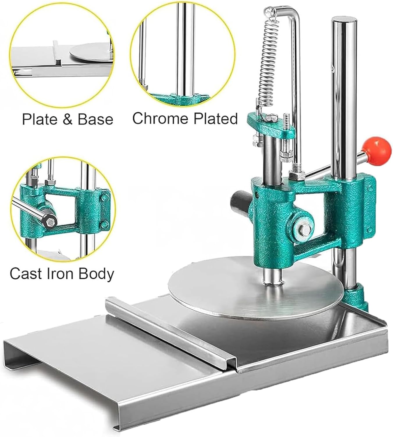 Manual Dough Press Dough Roller Dough Sheeter Pasta MakerAdjust Dough Thickness & Plate HeightCommercial Use & Home UseRestaurant Pizza Shop Street Vendors Pastry Shop,14cm