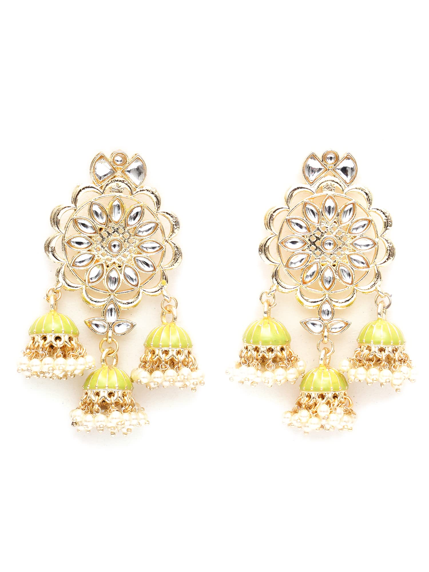 See full amazon price history chart for Karatcart Gold Plated Kundan Studded Light Green Meena Triple Jhumki Earrings for Women Karatcart Gold Plated Kundan Studded Light Green Meena Triple Jhumki Earrings for Women (B0BGJKQTJM) Amazon Price History, Amazon Price Tracker