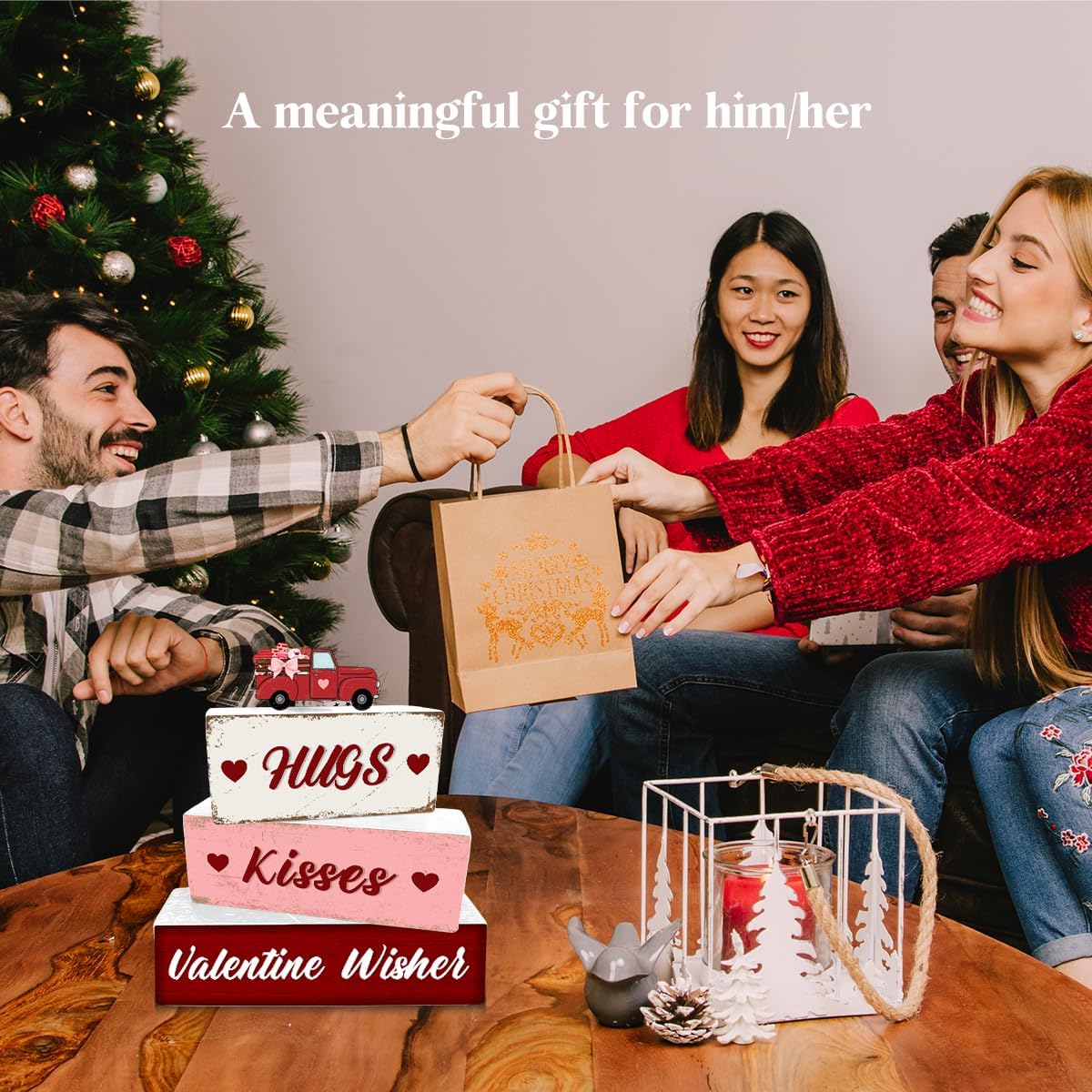 4 Pcs Valentine's Day Decorations Reversible St. Patrick's Day Table Sign Centerpiece Wooden Truck Desk Decor Double Side Irish Tiered Tray Decor for Table Shelf Mantel Farmhouse Home Decor - Image 7