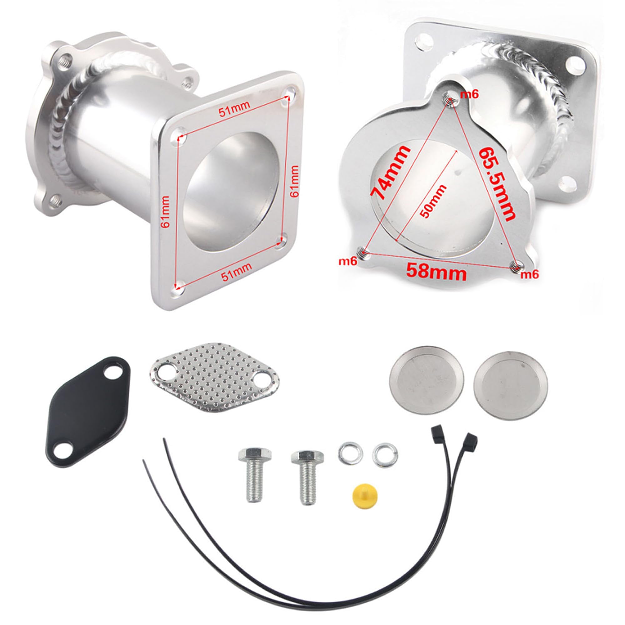 Kit de Suppression EGR en Aluminium Bypass de Suppression, Kit de Suppression VR-EGR08, Kit de Suppression Vanne EGR pour M57 SéRie 5 E60 E61 E61N 520I 525D 530D 535D