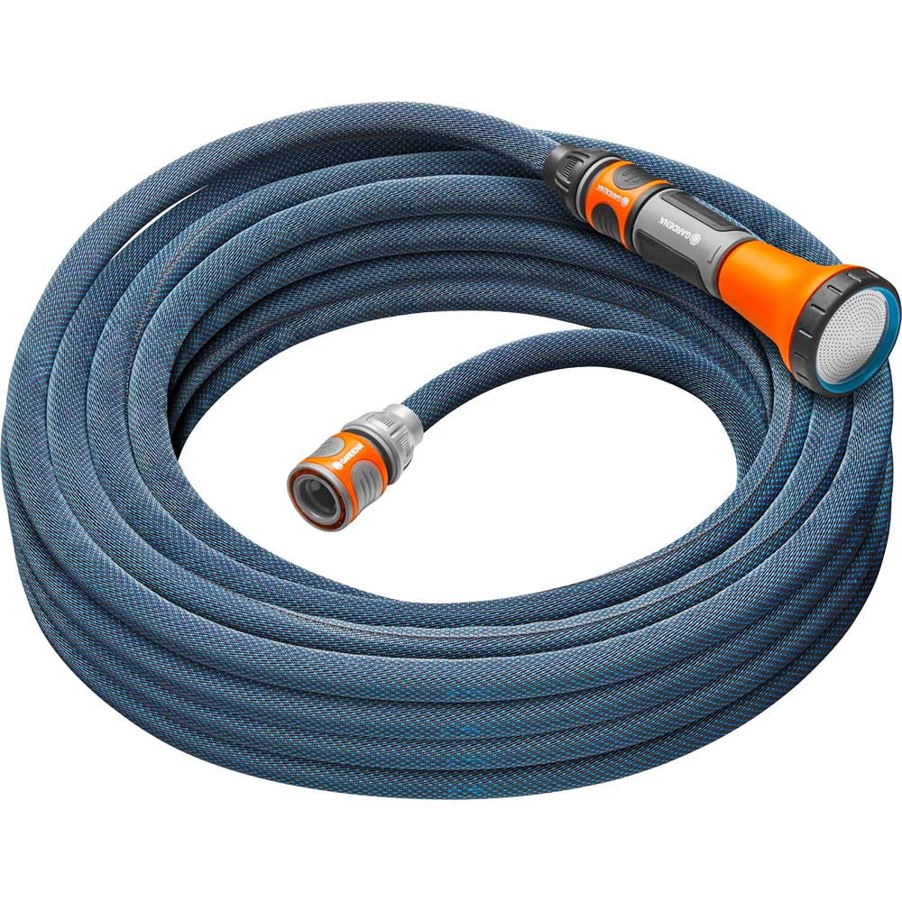 Gardena Liano Xtreme 1/2 inch, 15m set: Extremely robust textile garden hose, for indoor water taps, with PVC inner tube, lightweight, weather-resistant (18465-20)