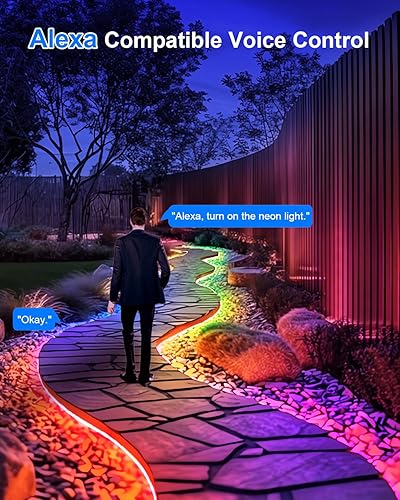 Miniatura 2 de echosari Tira de luces LED RGBIC inteligentes, tira de luces de neón de 33 pies que funciona con Alexa y Google Assistant, tira de luces de neón con