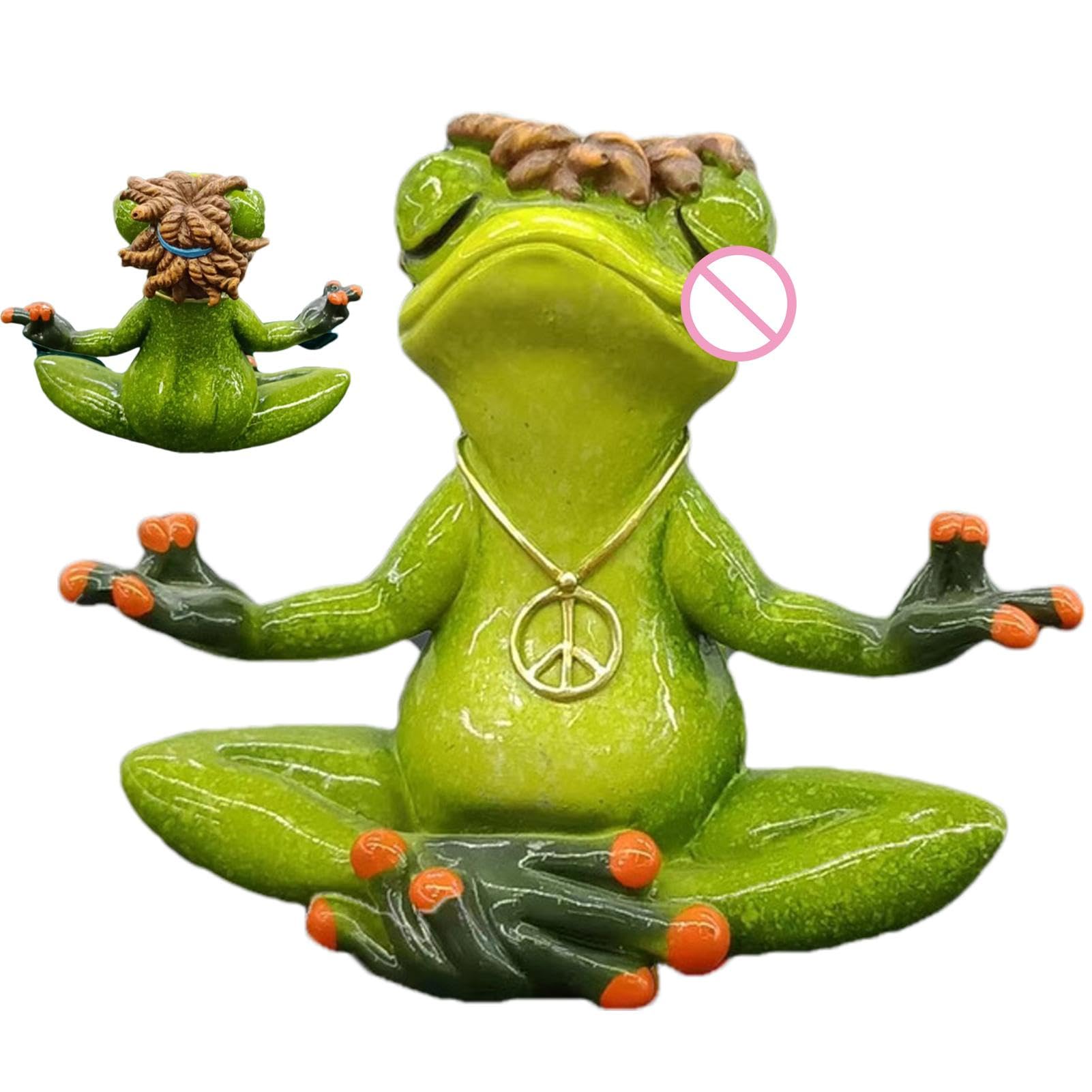 Statue grenouille yoga décoration jardin sculpture résine méditation bureau