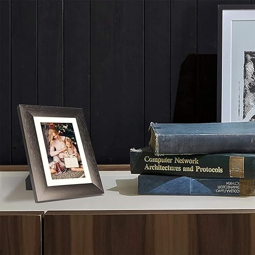 Miniatura 7 de Golden State Art, Marcos de aluminio con paspartú marfil para fotos, soporte de caballete, pestañas giratorias, vidrio real, exhibición de mesa