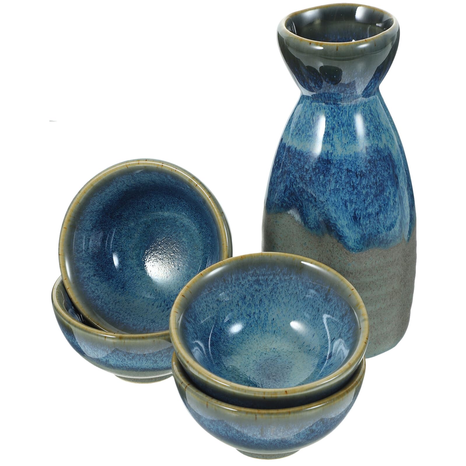 VICASKY Set Tradizionale Giapponese di Bicchieri da Sake in Ceramica Elegante Bottiglia da 130ml e Tazza da 40ml, Resistente e Decorativo per Serate in Famiglia