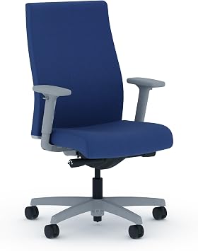 HON Ignition 2.0 Ergonomic Office Chair with Adjustable Arms, Advanced SynchroTilt Recline, Upholstered Desk and Computer Chair for Home Office or Workstation, Titanium Frame, Indigo