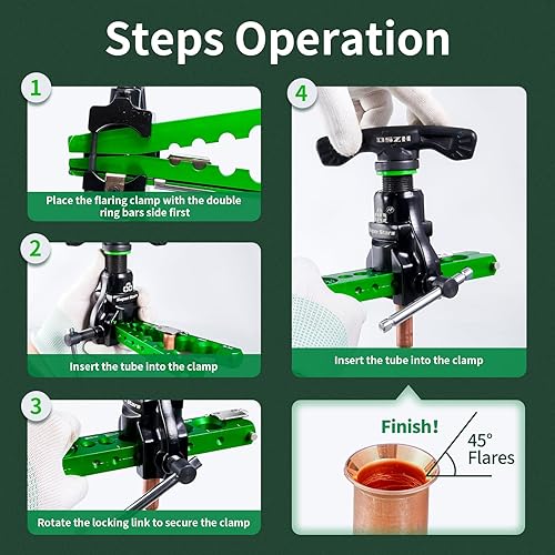 Miniatura 4 de Super Stars Herramientas de abocinado para 1/4 in - 3/4 in HVAC abocinado simple de 45 grados tipo cono excéntrico kit de abocinado para tubería