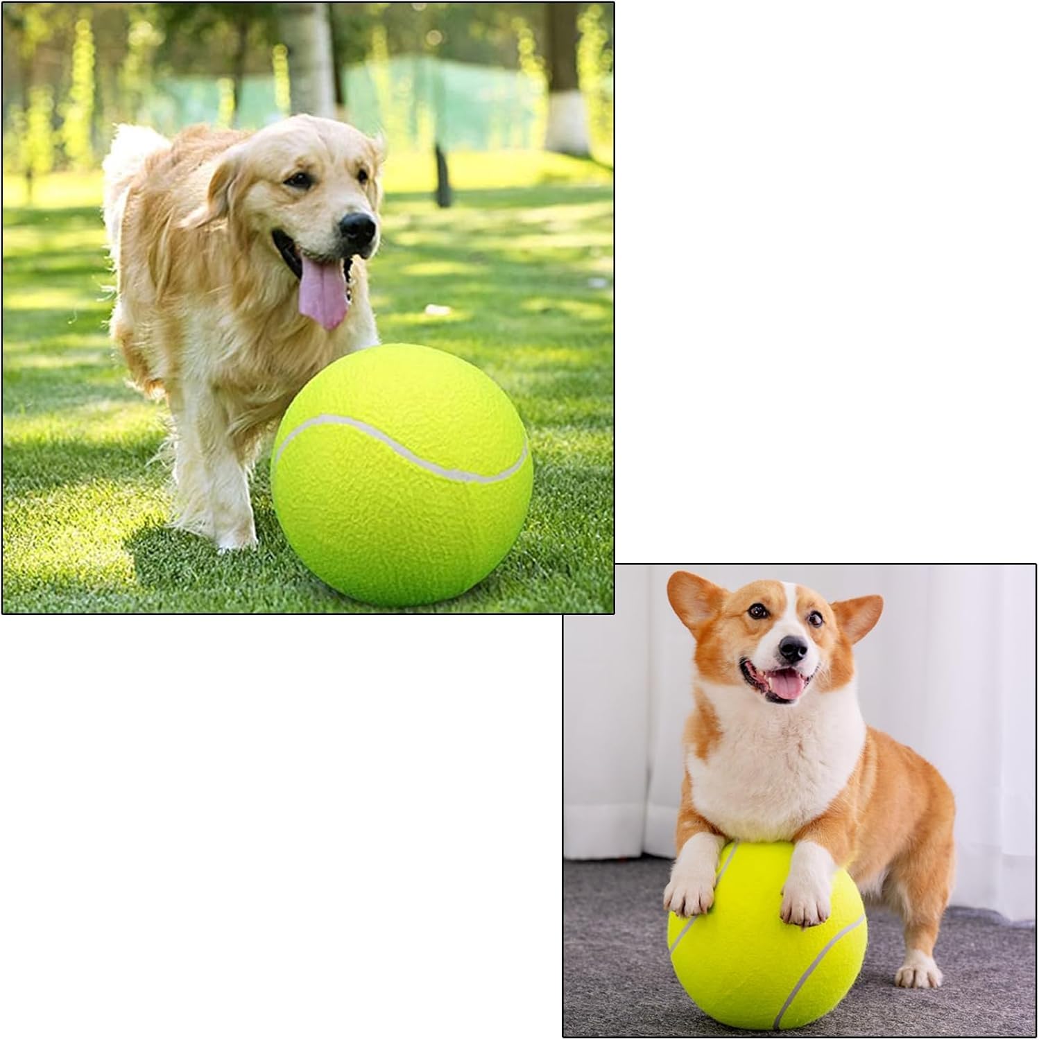 Young Wolf 4PCS Big Tennis Ball with Pump for Dogs 9.5" and 7" Inflatable Giant Tennis Balls Large Pet Toys Ball Funny Outdoor Sports - Image 4