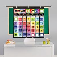 Vista 7 de Juego de tabla de bolsillo para calendario de aula Fulmoon con bolsillo para carteles de calendario, estaciones, festivales, clima, fecha y bolsa