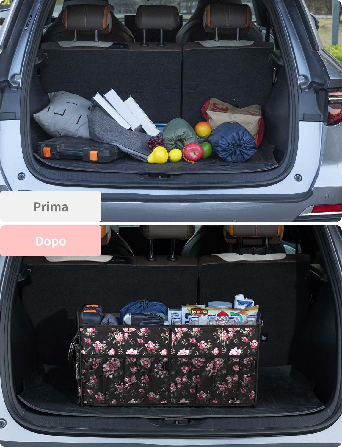 YOHOOLYO Car Trunk Organizer for SUV 72L Large Capacity Collapsible 4 Compartment Storage Multicolor Car Accessories for Women — view 16