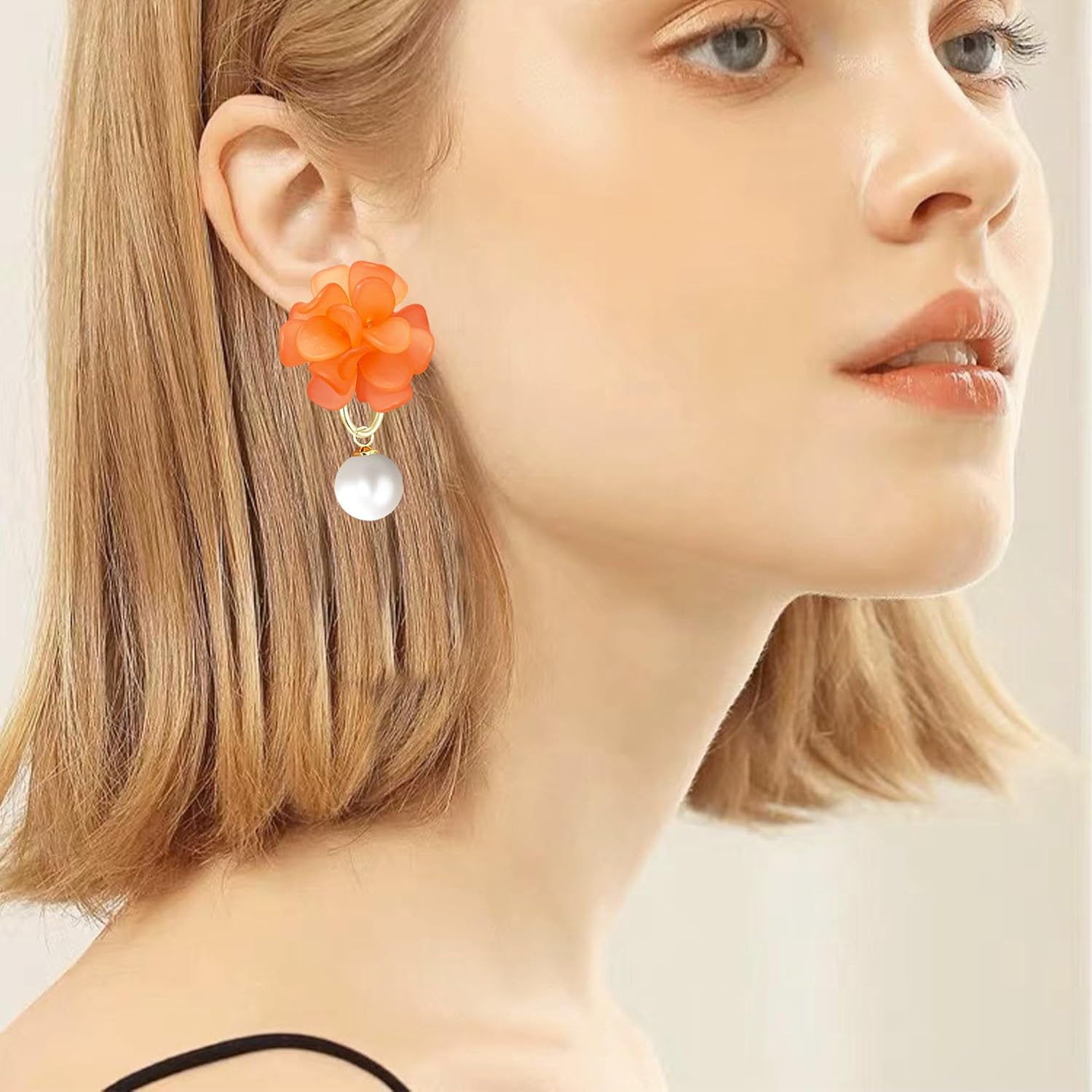 Flower Pearl Cluster Earrings for Women Pearl Floral Stud Earrings Jewelry for Her Wedding Birthday Anniversary - Image 2