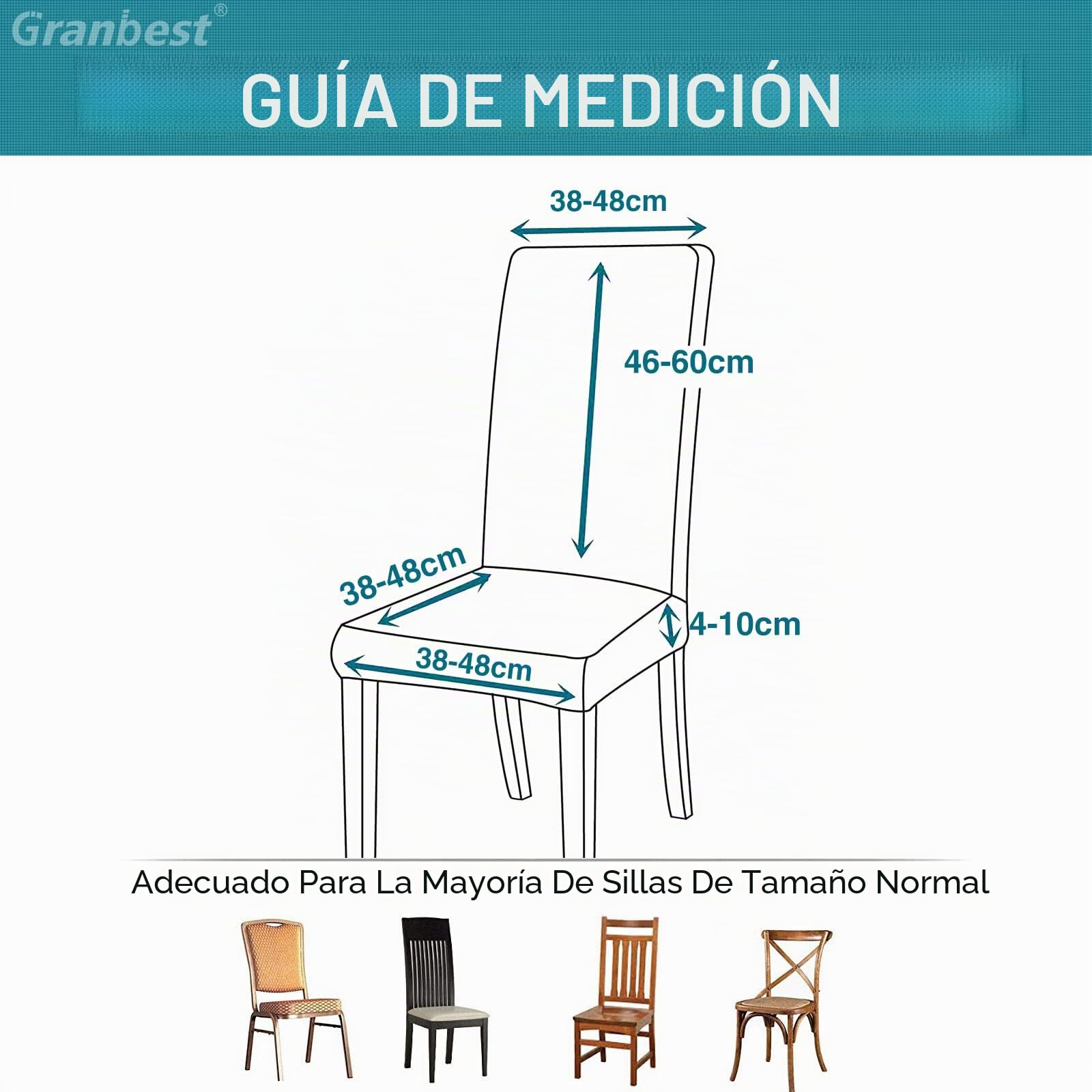 Granbest Juego de 6 Fundas para sillas de Comedor Impermeables de, elásticas, para Comedor, protección de Silla extraíble para Cocina, Fiesta, Hotel (Juego de 6 Unidades), Chocolate