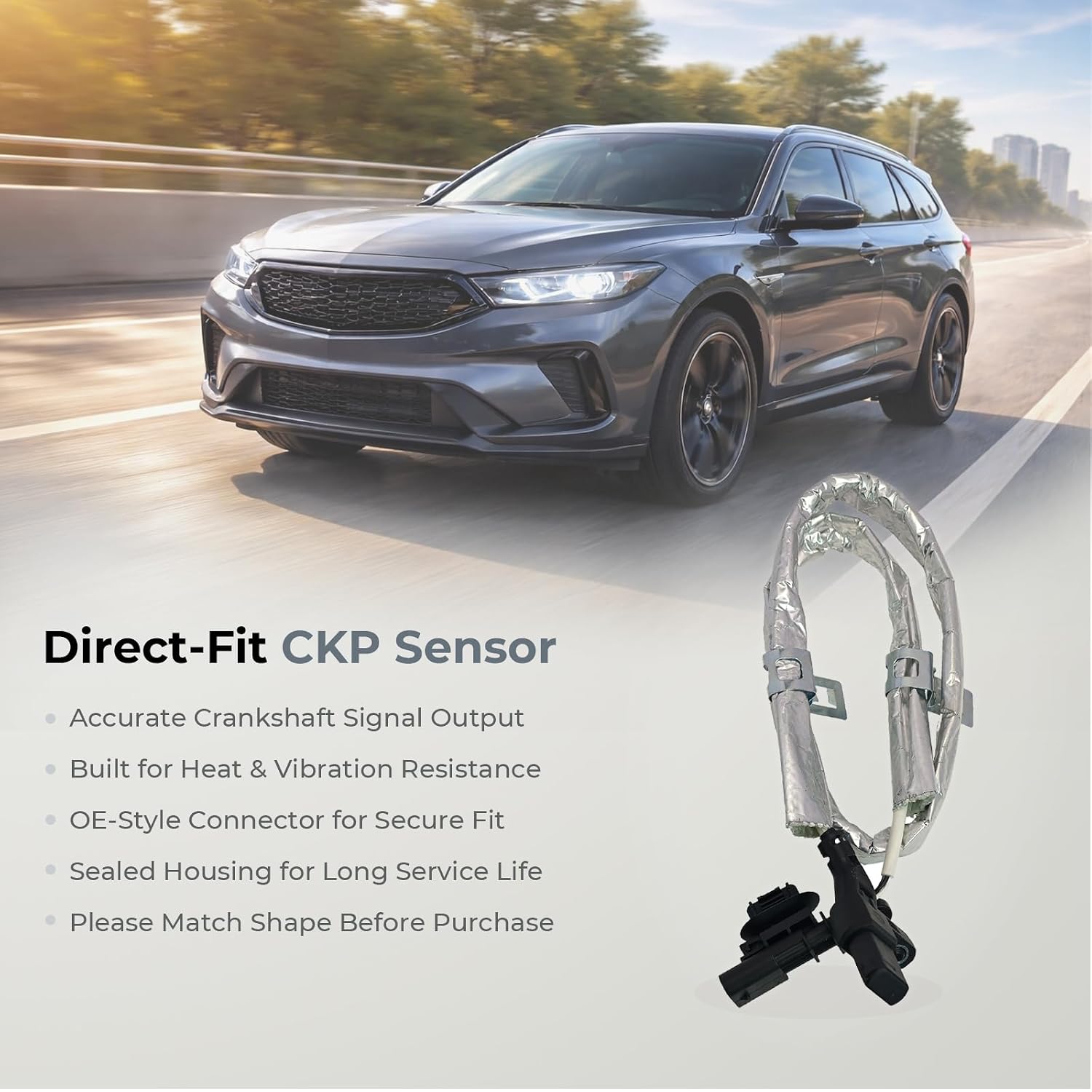 Engine Crankshaft Position Sensor 68153903AC PC1017 Compatible with Dodge Dart 2014-2016 Aero GT GT Sport Limited SXT 1.4L Fits Fiat 500 2014-2017 Abarth Pop Lounge Sport Turbo Easy c Pop c Lounge