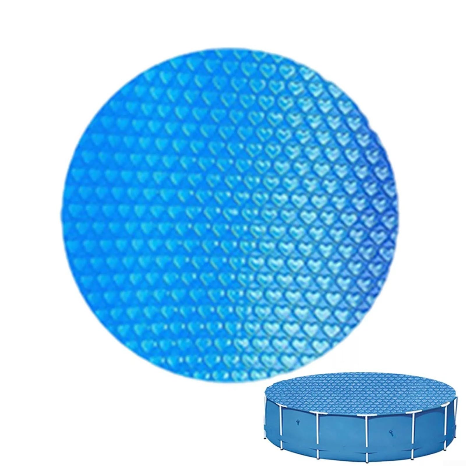 1 cubierta de manta solar redonda para piscina sobre el suelo, película de burbujas de polietileno, retención de calor y protección contra escombros, azul 300 cm, jardín al aire libre para uso de ocio