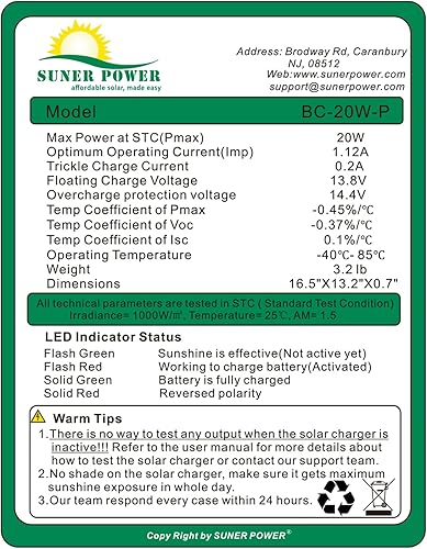 Miniatura 10 de SUNER POWER Cargador y mantenedor de batería solar impermeable de 12 V, panel solar de 30 W, controlador de carga solar MPPT inteligente integrado +