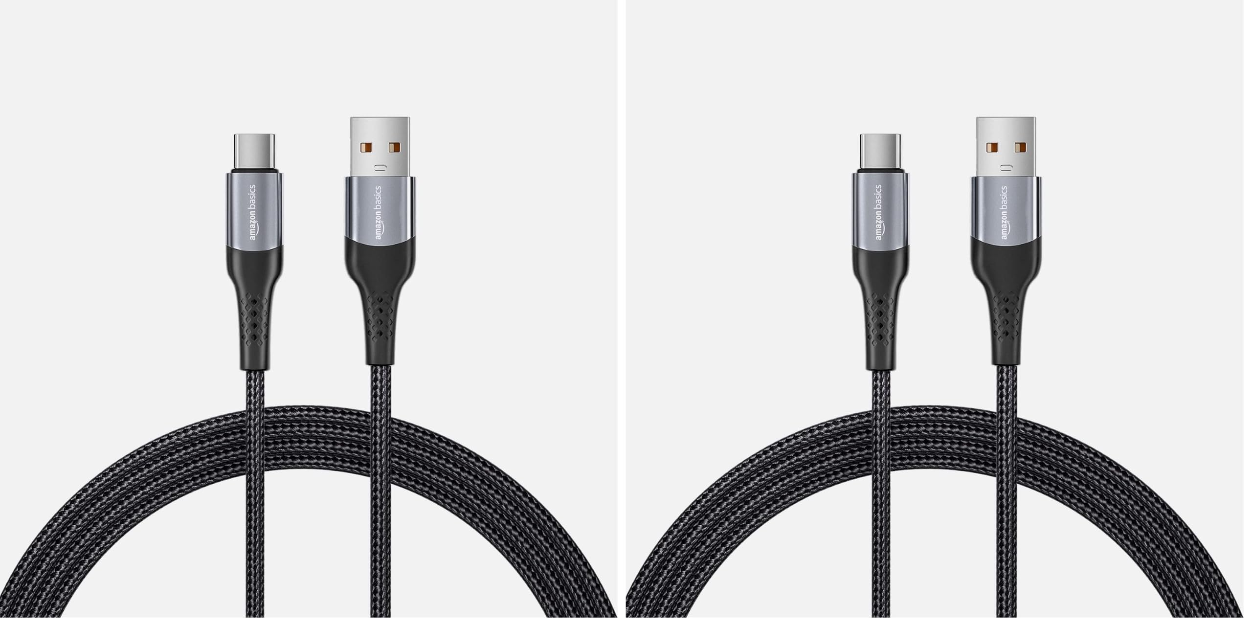 amazon basics Braided 3A Usb A To Usb Type C Fast Charging Usb Cable For Smartphone (Black, White 1.2M) (Pack of 2)-image-6
