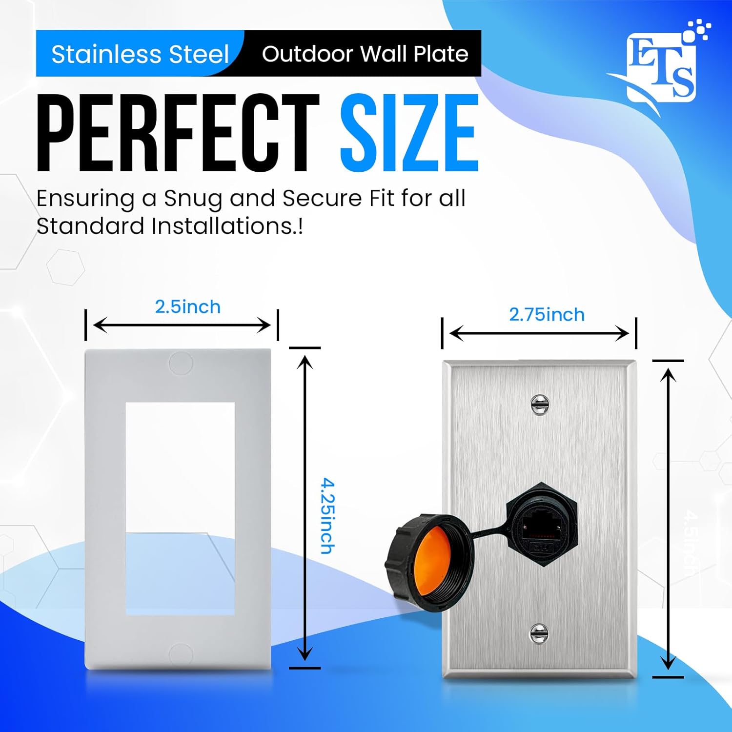 Ethernet Wall Plate with RJ45 Wall Plate Connector – IP67 Waterproof Ethernet Wall Outlet for Outdoor Use – Stainless Steel Cat5e, Cat6 and Cat 6a Female to Female Bulkhead Jack