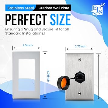 Ethernet Wall Plate with RJ45 Wall Plate Connector IP67 Waterproof Ethernet Wall Outlet for Outdoor Use Stainless Steel Cat5e, Cat6 and Cat 6a Female to Female Bulkhead Jack