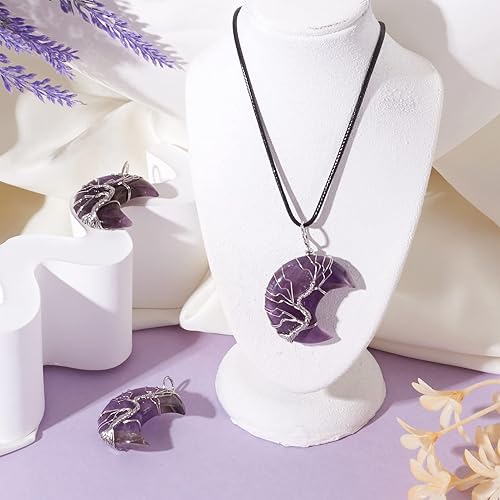 Miniatura 10 de Beadthoven - Dijes de cristal curativo de piedras preciosas naturales envueltas en alambre para hacer collares, joyas, Piedra Platino Latón