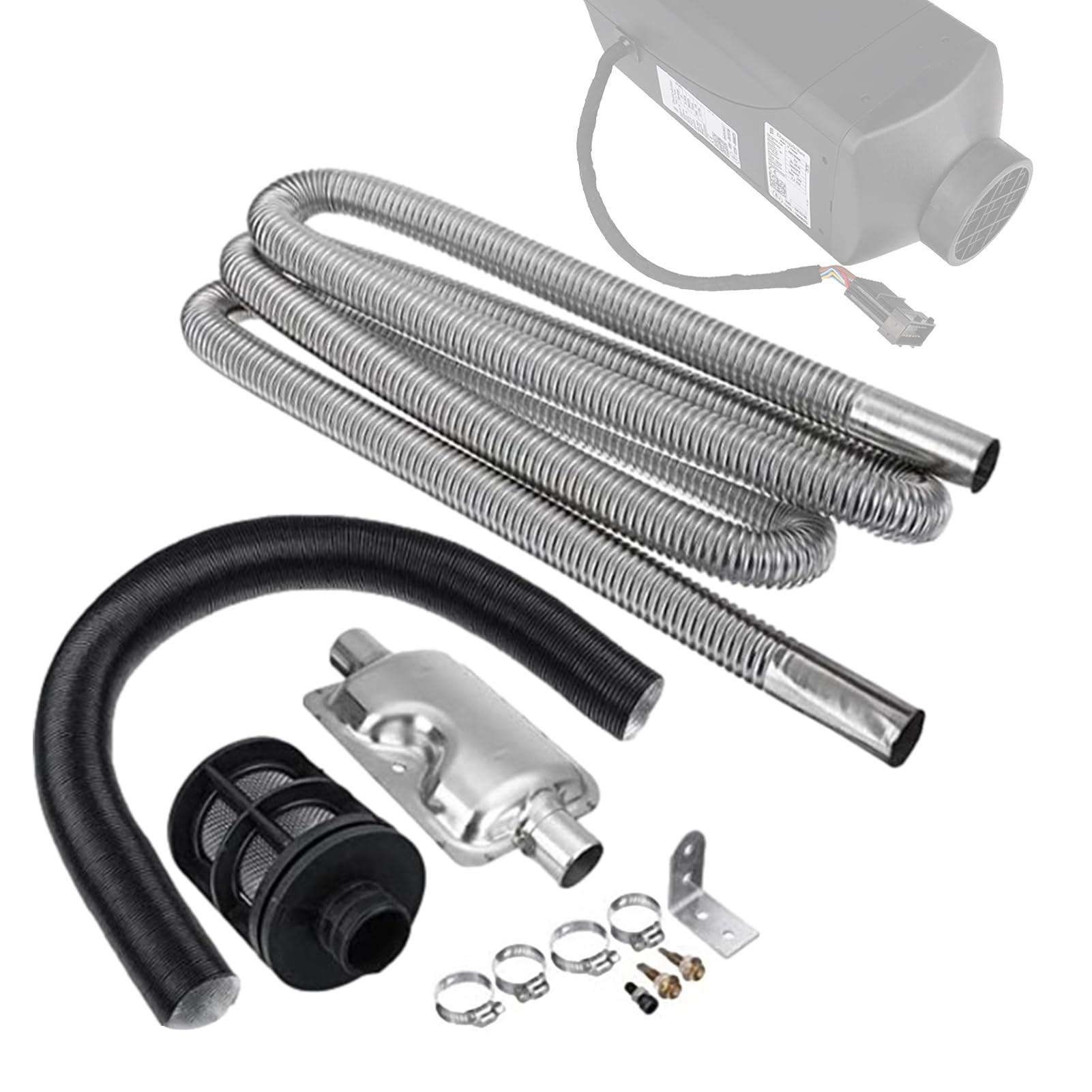 escape flexible - Kit escape reducción ruido,escape acero inoxidable Povanjer calentador aire estacionamiento escape