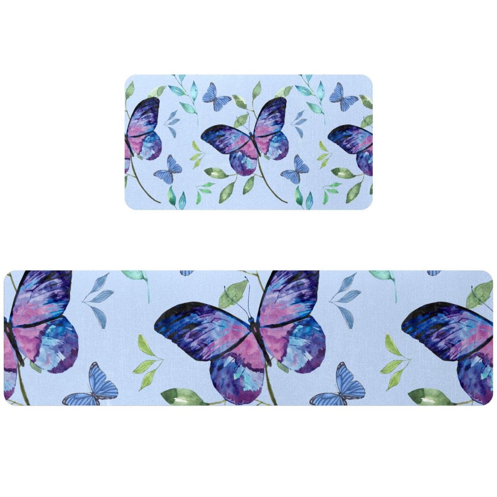 Tapis de cuisine papillon aquarelle pour embellir le couloir et la buanderie