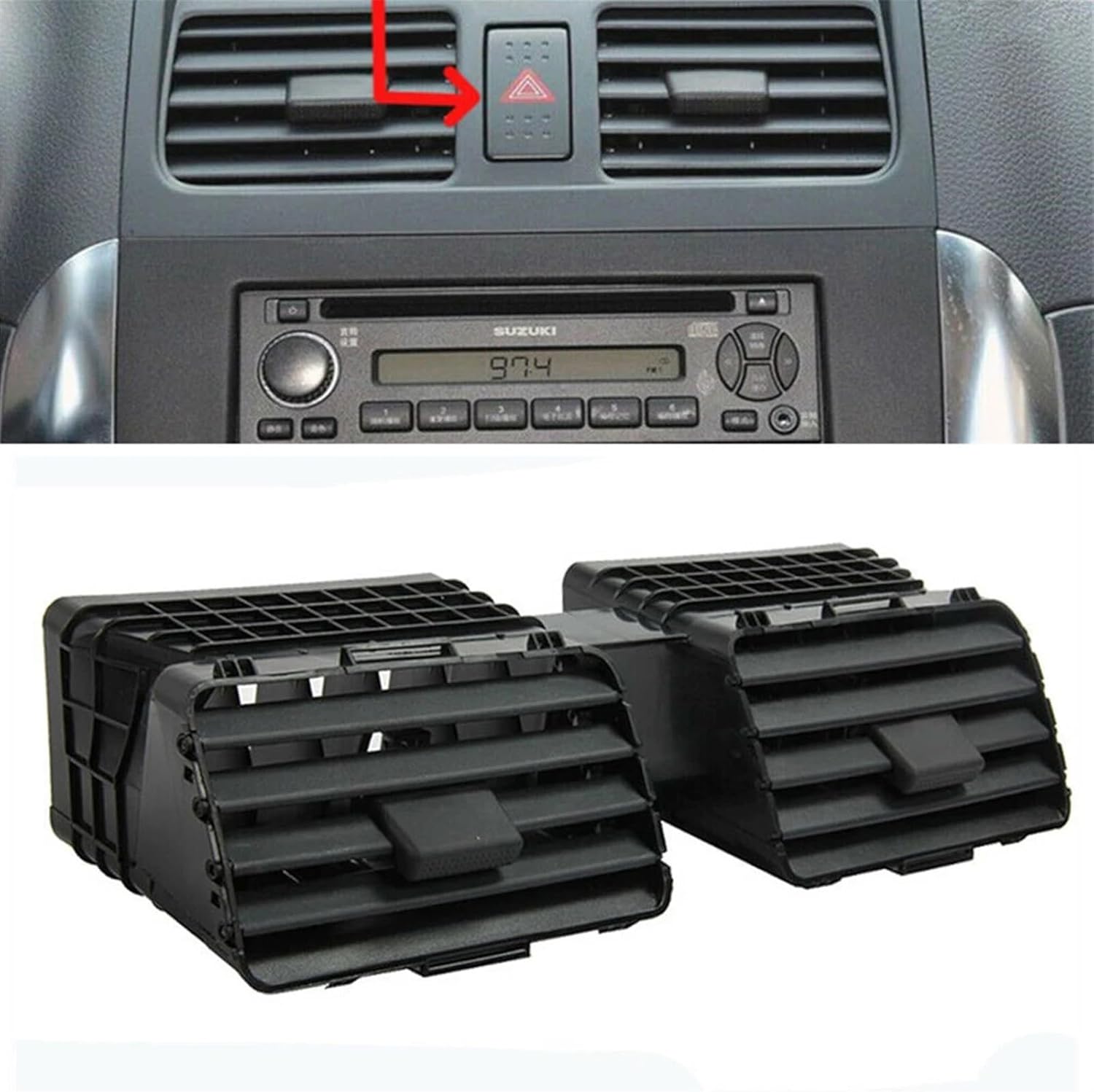 1pc Air Outlet Vent Car Black Front Dash Center Conditioning Vent Grill Outlet Panel Compatible for Suzuki Swift 2004-2010 73610-77J00