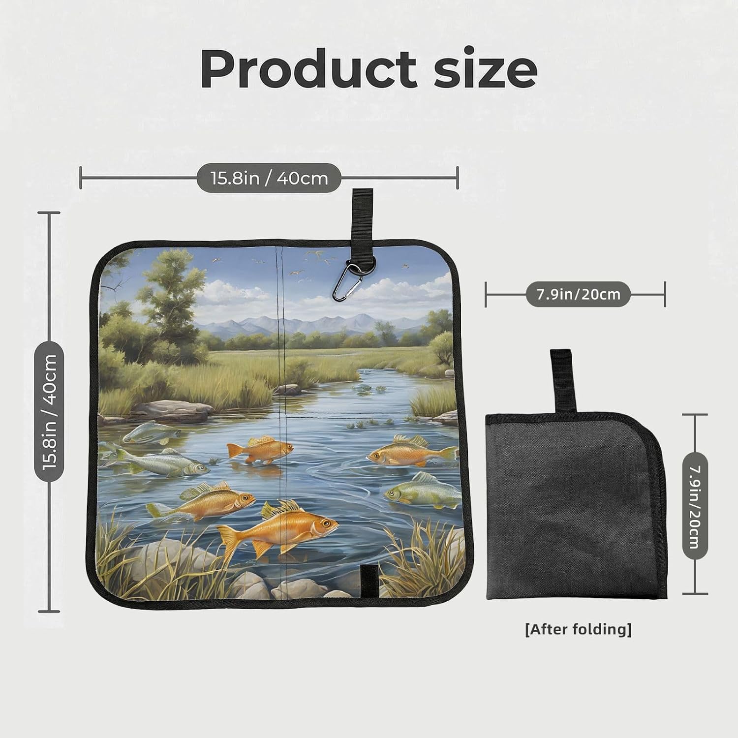 (Fishing Lake Fishermen) Sitting Pad Foldable Seat Cushion Lightweight Camping Seat Mat with Hook for Outdoor Hiking Picnic Camping