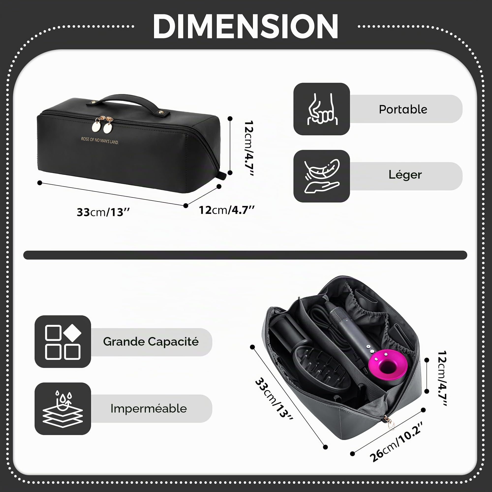 Rangement Dyson Airwrap, Sac de Voyage pour Dyson Airwrap Styler/Shark Flexstyle/Hair Curler, Étui Dyson Airwrap avec Grande Ouverture, Sac de Rangement de Voyage Portable