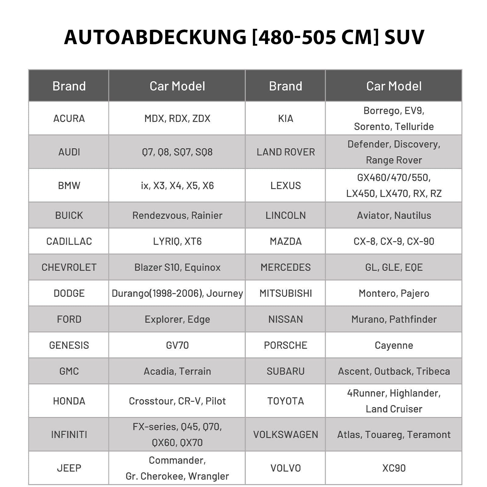 Favoto Pokrowiec na samochód SUV pyłoszczelny wodoszczelny 480-505 cm 2,7 kg